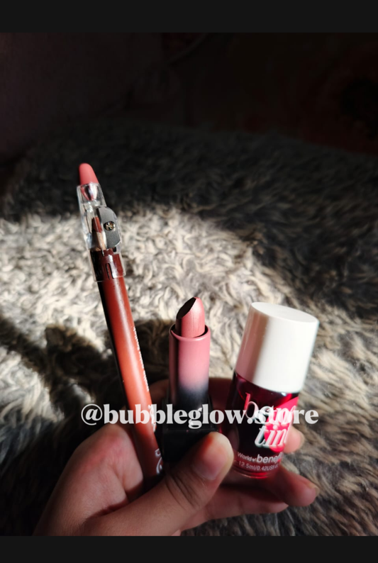 "Flormar, Huda & Benetint Trio Set"_Lip liner, Lipstick & Lip and cheek tint beautiful trio!!