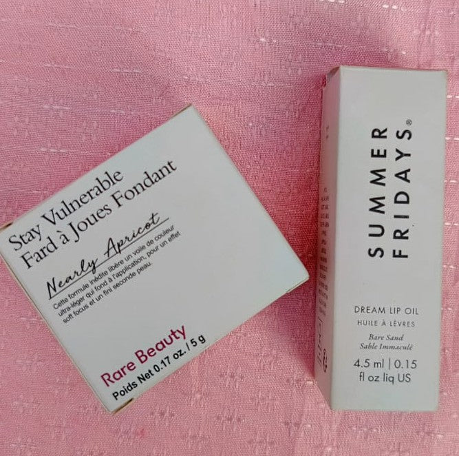 Rare beauty melting blush+summer Friday lip oil Duo –Radiant Glow & Juicy Hydration