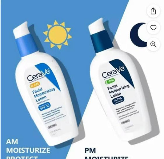 CeraVe AM + PM Facial Moisturizing Lotion Combo β 24-Hour Hydration & Skin Barrier Care