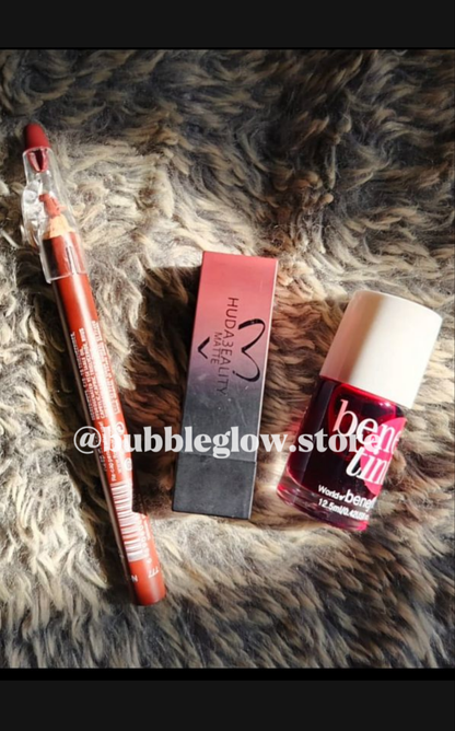 "Flormar, Huda & Benetint Trio Set"_Lip liner, Lipstick & Lip and cheek tint beautiful trio!!