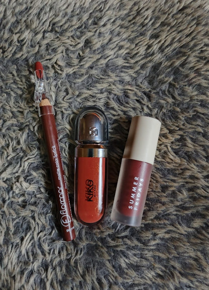 Trio Lip Essentials | Kiko Gloss, Flarmor Pencil & Summer Fridays Oil.