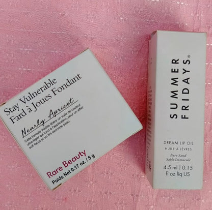 Rare beauty melting blush+summer Friday lip oil Duo –Radiant Glow & Juicy Hydration