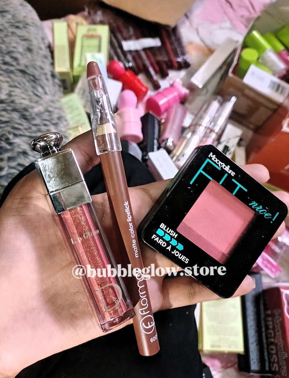 "Radiant Glow Beauty Trio" – Blush, Liner & Gloss.