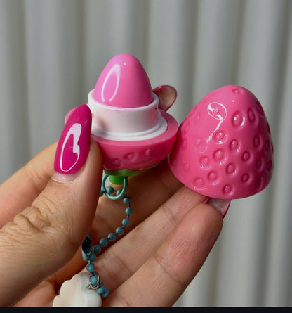 Hudamoji Strawberry Lip Balm – Cute Packaging & Hydrating Glow 🍓