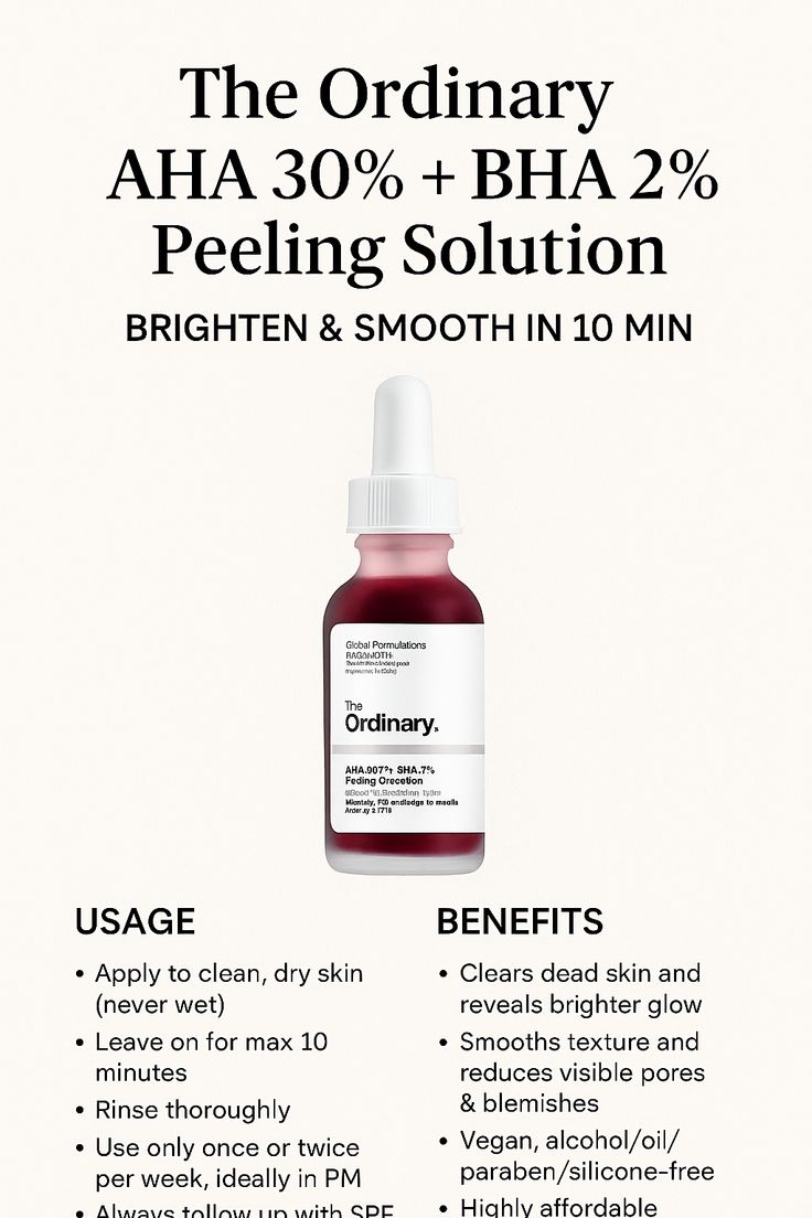 The Ordinary AHA 30% + BHA 2% Peeling Solution – Exfoliating Serum for Clear Smooth Skin