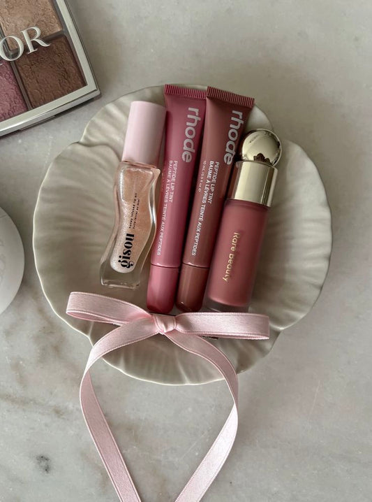 Beauty Glow Trio – Gisou Lip Oil, Rhode Lip Tint & Rare Beauty Blush
