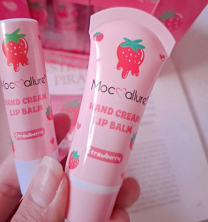 Mocmallure Strawberry Hand Cream & Lip Balm Set – Soft, Sweet & Nourishing Duo