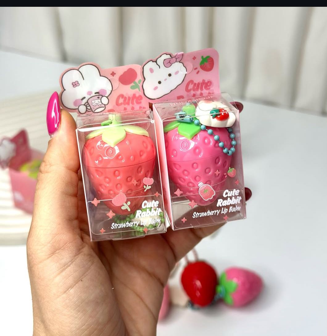 Hudamoji Strawberry Lip Balm – Cute Packaging & Hydrating Glow 🍓