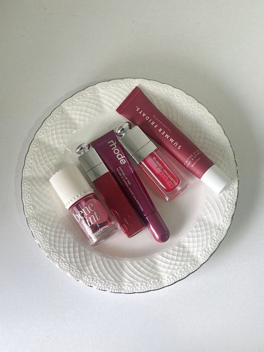 Luxury Hydrating Lip Set – Dior Lip Oil, Dior Lip Tint, Summer Fridays Lip Balm, Rhode Lip Tint & Benetint
