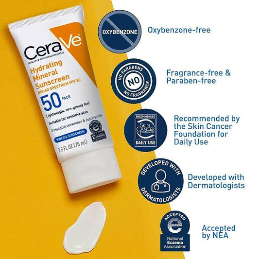 CeraVe Sunscreen SPF 50 – Broad Spectrum UV Protection & Hydration