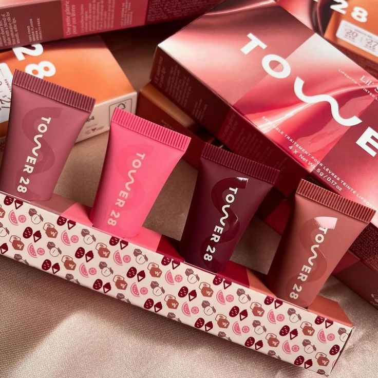 Tower 28 Lip Balm Set of 4 – Hydrating Tinted Lip Balms with Shea Butter & Natural Oils for Soft, Glossy Lips