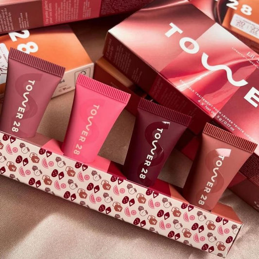 Tower 28 Lip Balm Set of 4 – Hydrating Tinted Lip Balms with Shea Butter & Natural Oils for Soft, Glossy Lips