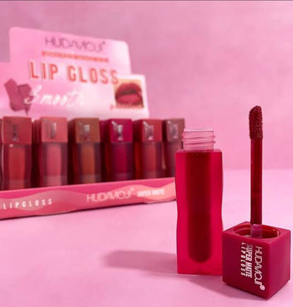 Hudamoji Teddy Matte Lip Gloss – Velvet Finish & Long-Lasting Color