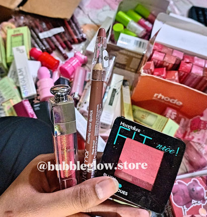 "Radiant Glow Beauty Trio" – Blush, Liner & Gloss.