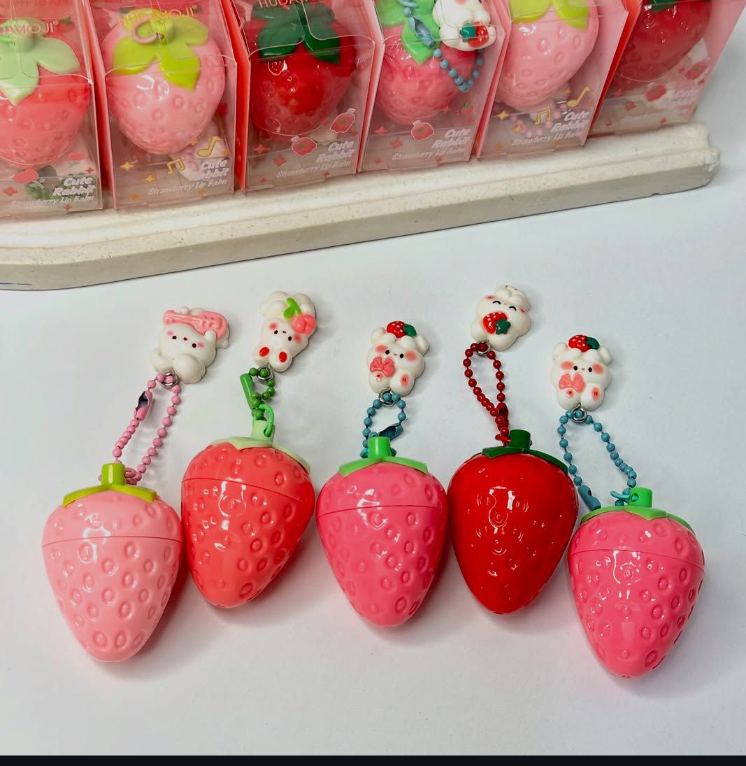 Hudamoji Strawberry Lip Balm – Cute Packaging & Hydrating Glow 🍓